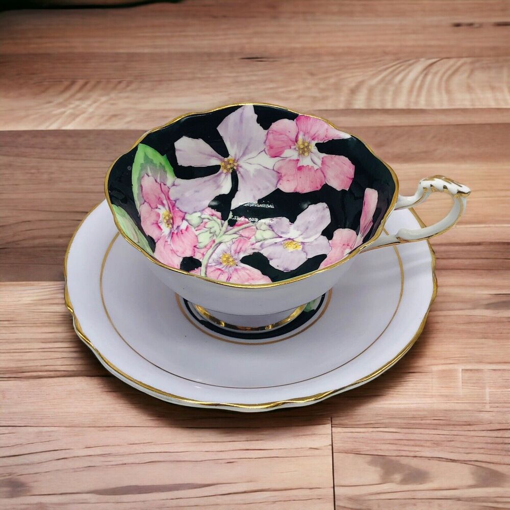 Paragon Teacup Saucer Pink Rose Hand Painted Double Warrant Fine Bone China VTG